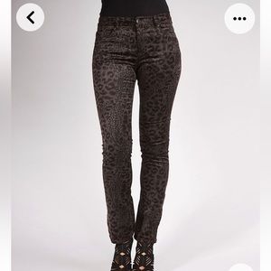 Liverpool Jeans Company Women's Straight Leg Leopard Print Jeans - Brown/Black